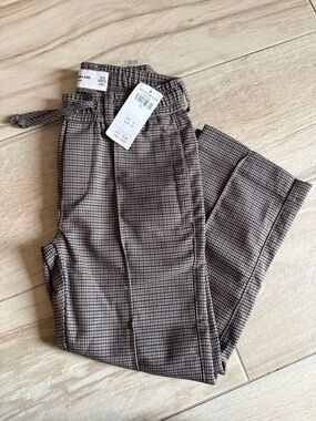 NWT Abercrombie & Fitch Brown Houndstooth Kids Pants